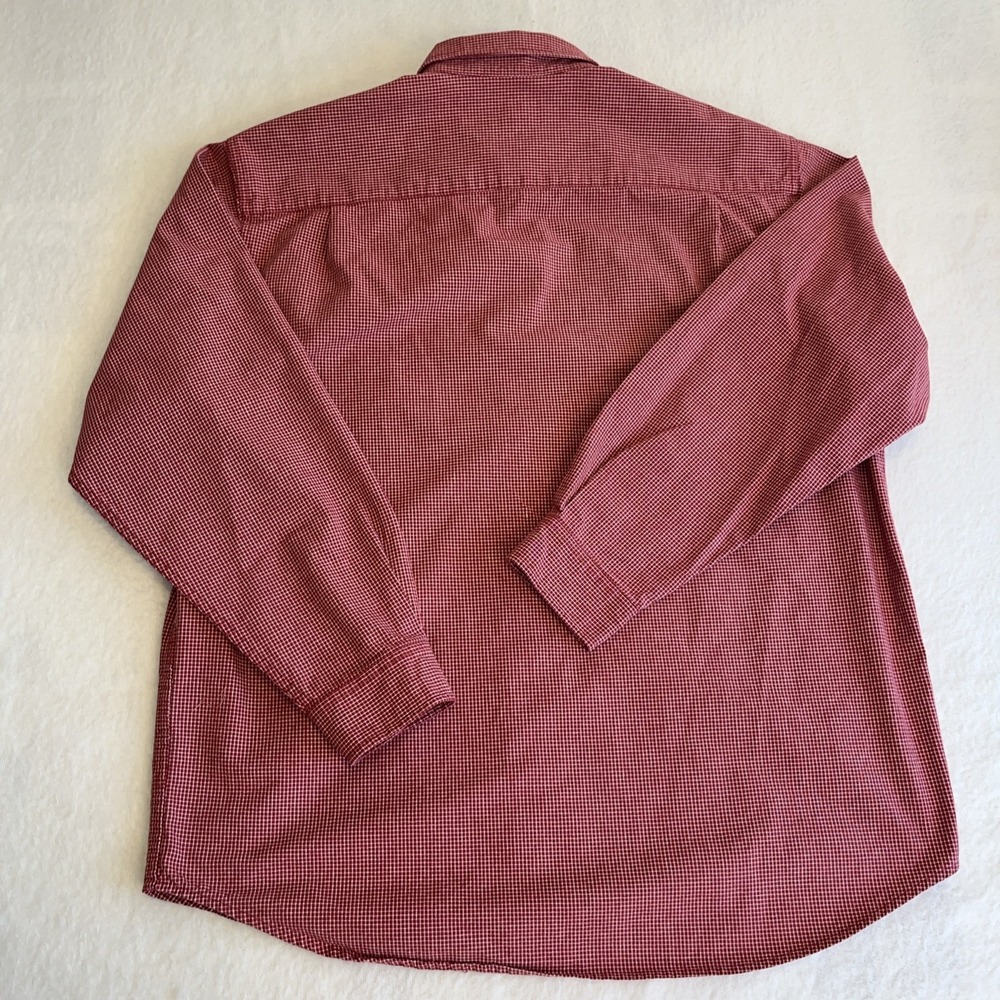 Eddie Bauer Shirt Men's Large Heavy Cottton Red White Gingham Check - Picture 3 of 10